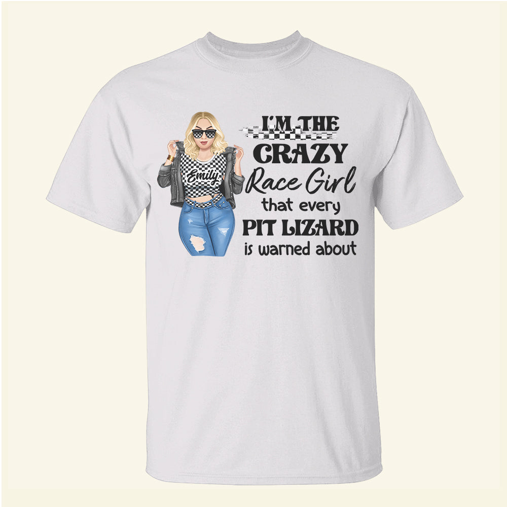 I'm The Crazy Race Girl - Personalized Shirts - Gift For Dirt Track Racing Girl Motocross Girl - Cool & Badass Woman - Shirts - GoDuckee