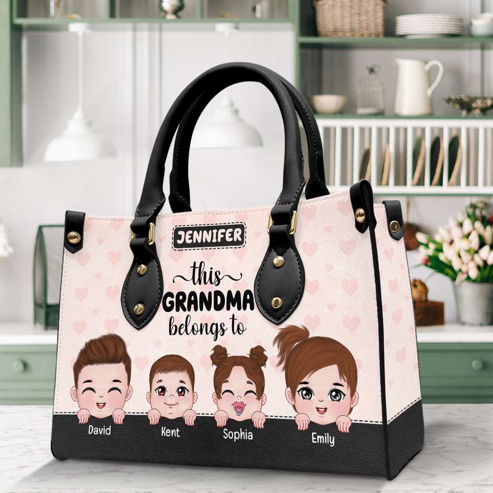 This Belong To, Personalized Leather Bag, Gift For Family - Leather Bag - GoDuckee