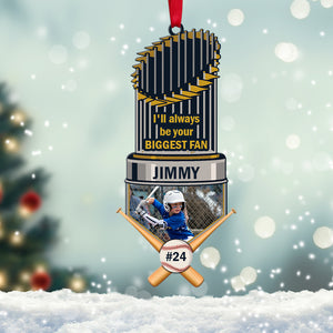 Personalized Baseball Trophy Ornament - Upload Image, I'll Always Be Your Biggest Fan - Ornament - GoDuckee