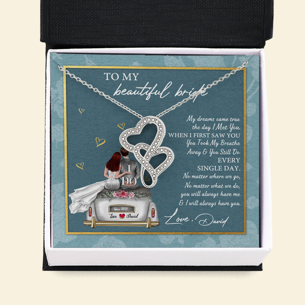 Couple My Dreams Came True - Personalized Double Hearts Necklace - Jewelry - GoDuckee