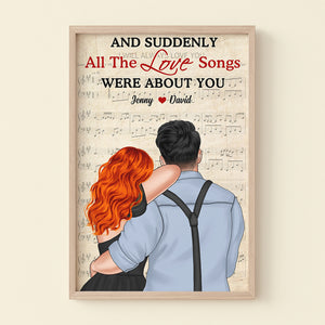 And Suddenly All The Love Songs Were About You, Couple Music Canvas Poster - Poster & Canvas - GoDuckee