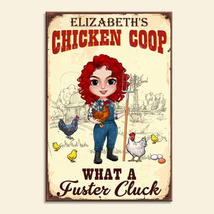 Chicken Coop What A Fuster Cluck - Personalized Metal Sign - Metal Wall Art - GoDuckee