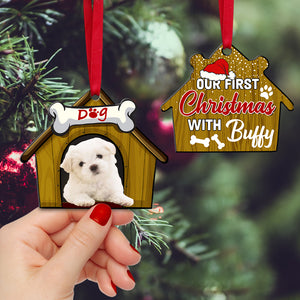 Custom Dog Photo, Christmas Dog House Ornament, Our First Christmas - Ornament - GoDuckee