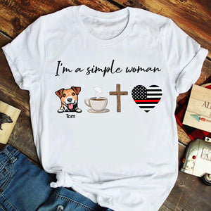 I Am A Simple Woman Personalized Firefighter Shirt Gift For Cat Lovers, Dog Lovers,... - Shirts - GoDuckee