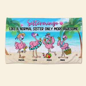 Sistermingo Like A Normal Sister - Personalized Flamingo Beach Towel - Gifts For Sisters, BFF, Besties - Beach Towel - GoDuckee