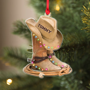 Cowboy Hat Shoes Personalized Acrylic Ornament - Ornament - GoDuckee