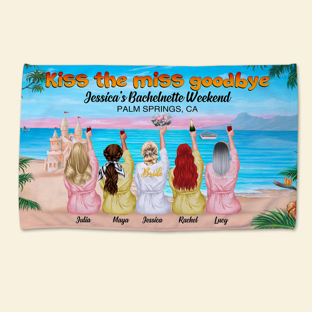 Kiss The Miss Goodbye - Personalized Beach Towel - Beach Towel - GoDuckee