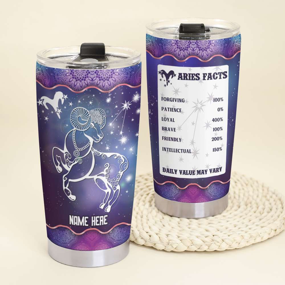 Horoscope Zodiac Aries Facts - Personalized Tumbler Cup - Aries Gifts - Tumbler Cup - GoDuckee