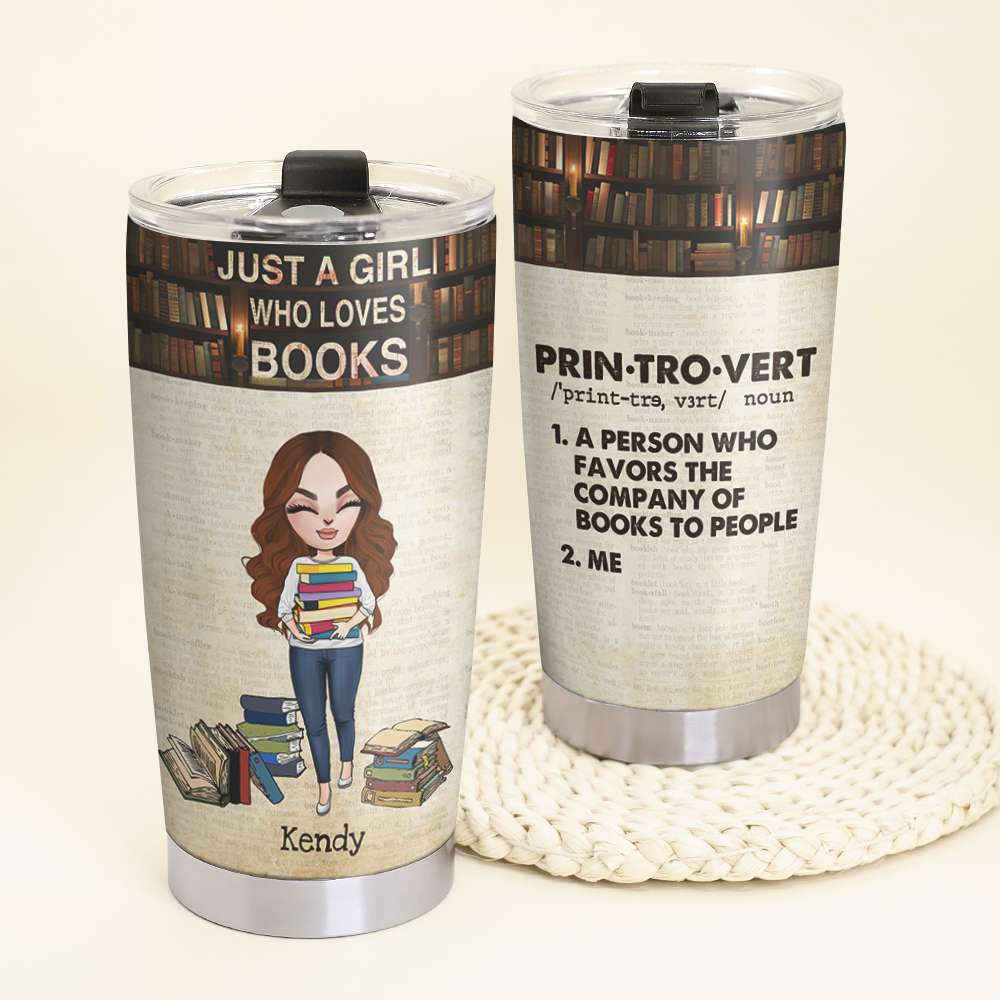 Personalized Book Lover Tumbler Cup - A Person Who Favors The Company Of Books To People - Tumbler Cup - GoDuckee