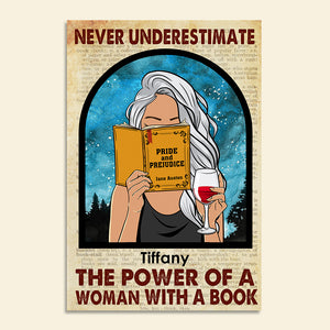Personalized Reading Woman Poster - Never Underestimate The Power, Book & Wine - Poster & Canvas - GoDuckee