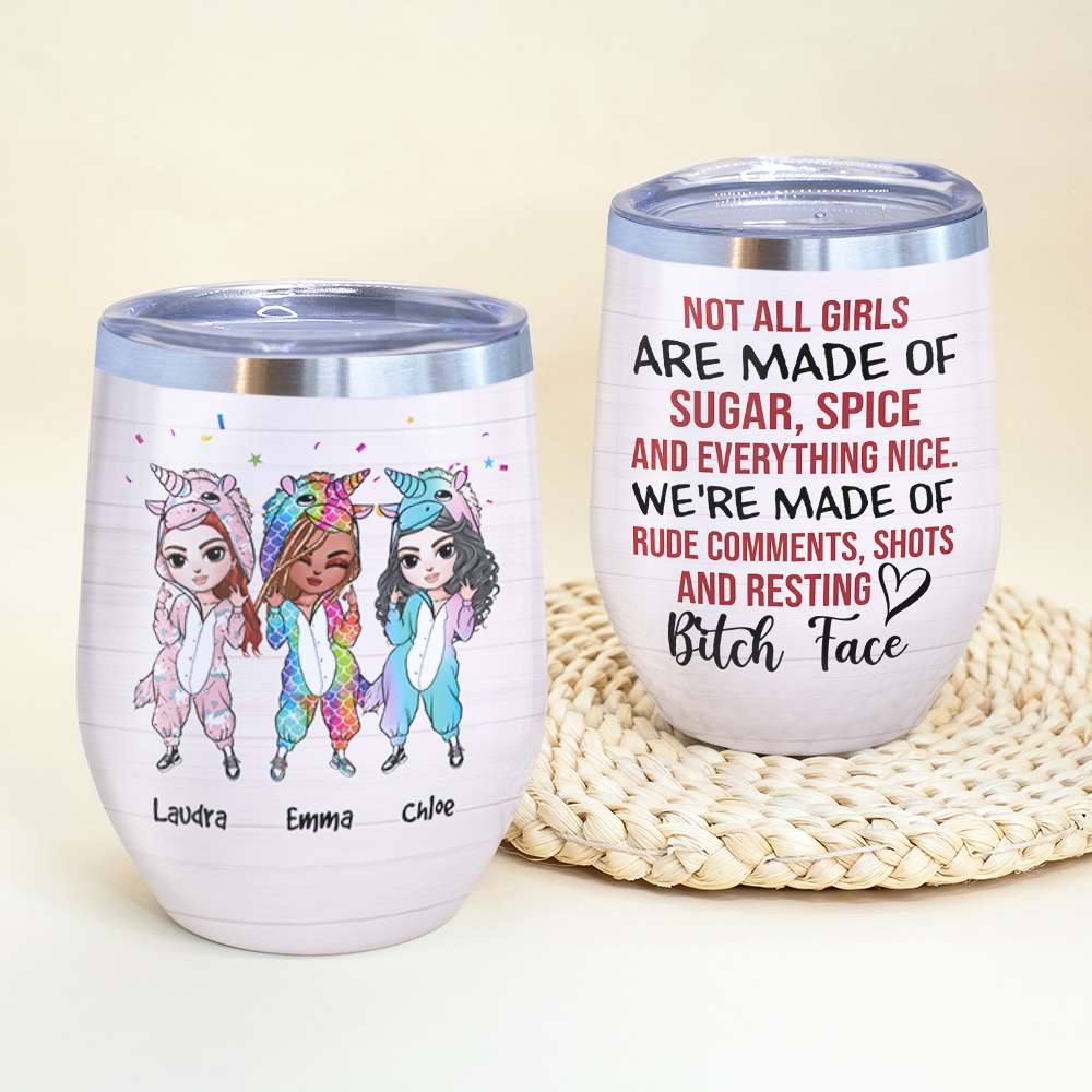 Personalized Friends Unicorn Wine Tumbler - We're Made Of Rude Comments - Wine Tumbler - GoDuckee