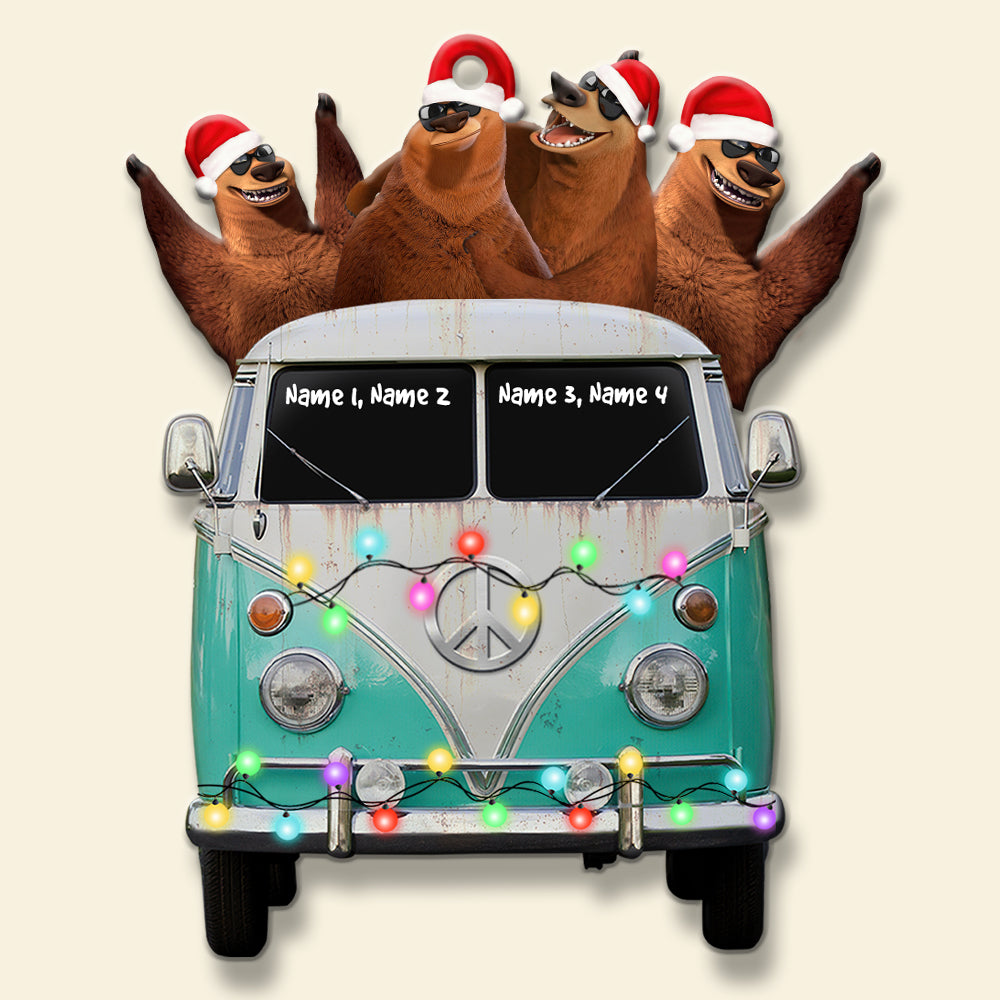 Camping Bears With Camper - Personalized Christmas Ornament - Christmas Gift For Family, Camping Friends - Ornament - GoDuckee