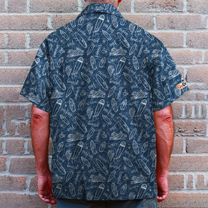 Surfing Hawaiian Shirt - Dark Blue Style Surfing Boards - Hawaiian Shirts - GoDuckee