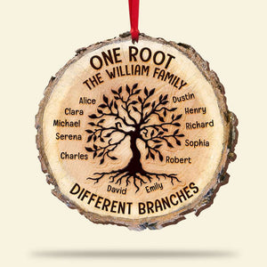 One Root Different Branches, Personalized Family Tree Wood Ornament - Ornament - GoDuckee