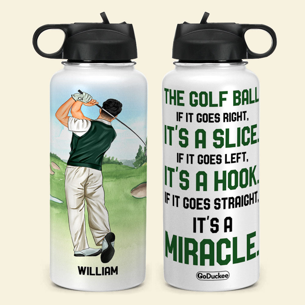 Personalized Golf Stainless Steel Water Bottle Man Playing Golf - Water Bottles - GoDuckee