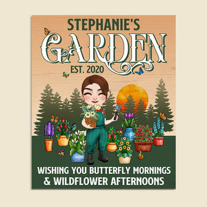 Garden wishing you butterfly mornings - Personalized Garden Wood Sign - Gift for Famer - Wood Sign - GoDuckee