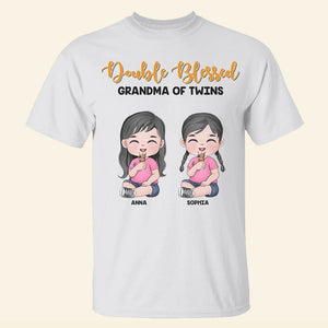 Double Blessed, Grandma Of Twins, Personalized Shirt, Gift For Grandma - Shirts - GoDuckee