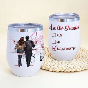 Personalized Couple Wine Tumbler, Are We Drunk? - Wine Tumbler - GoDuckee