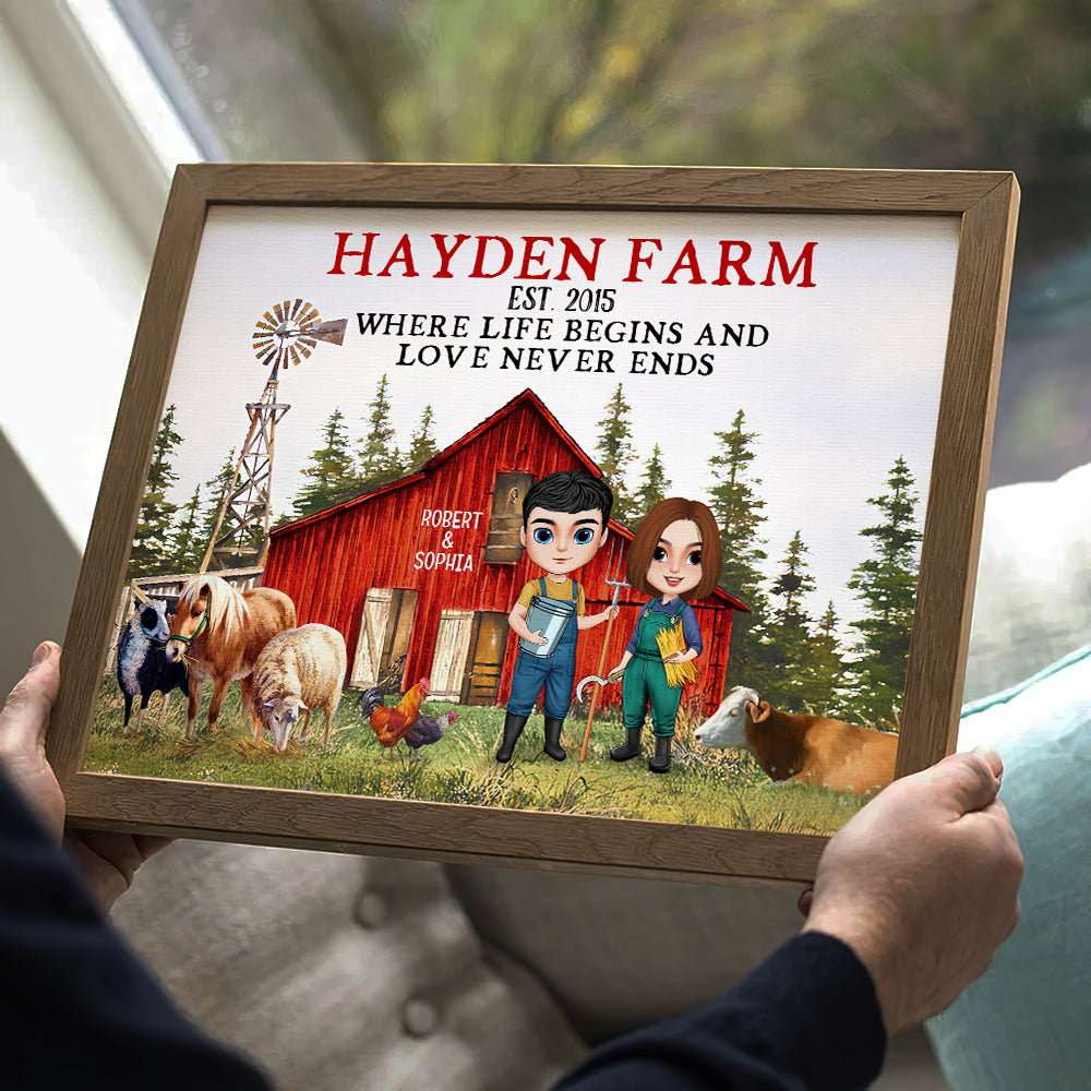 Where Life Begins And Love Never Ends Personalized Farm Couple Poster - Poster & Canvas - GoDuckee