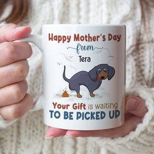 Your Gift Is Waiting To Be Picked Up, Personalized Mug, Gift For Dog Mom, Mother's Day Gift, Chibi Dogs - Coffee Mug - GoDuckee