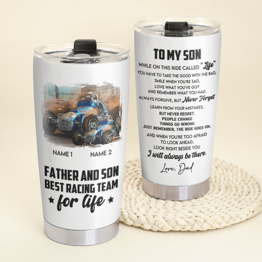 Dirt Track Racing - Personalized Tumbler - Father and Son Best Racing Team - Tumbler Cup - GoDuckee