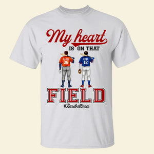 My Heart Is On That Field, Personalized Shirt, Baseball Mom Cheering Shirt, Mother's Day Gift, Birthday Gift For Mom - Shirts - GoDuckee