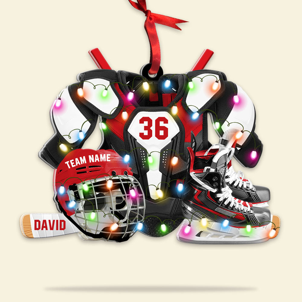 Hockey Jersey And Helmet, Personalized Acrylic Ornament - Ornament - GoDuckee