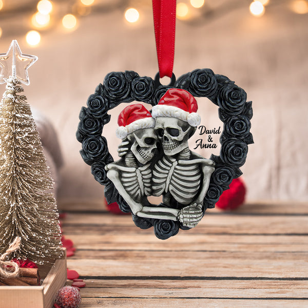 Personalized Skeleton Couple Ornament: Gothic Skull Lover Gift