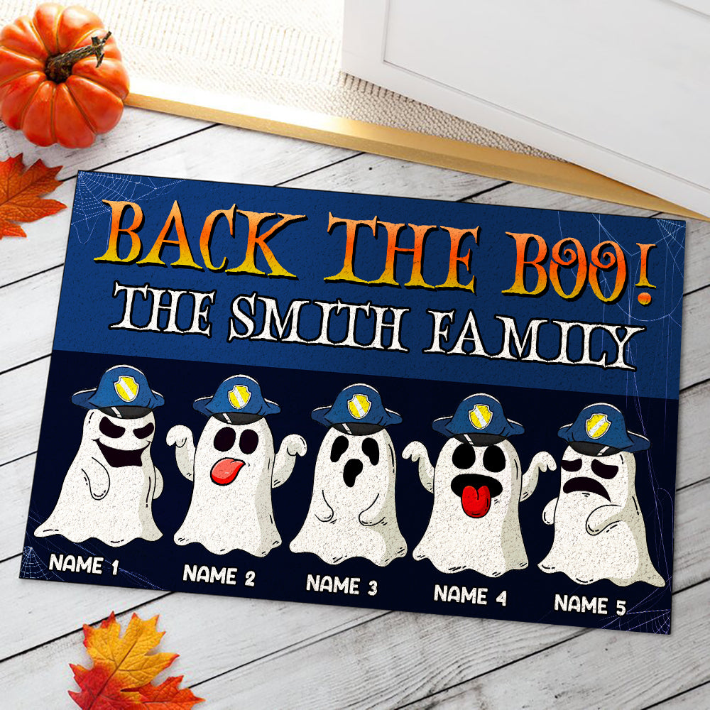 Back The Boo - Personalized Ghost Police Family Doormat - Doormat - GoDuckee