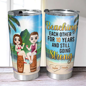 Beaching Each Other And Still Going Strong, Couple Personalized Tumbler 03dnqn080423 - Tumbler Cup - GoDuckee