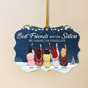Best Friends Are The Sisters We Choose For Ourselves, Besties Christmas Gift Medallion Acrylic Ornament - Ornament - GoDuckee