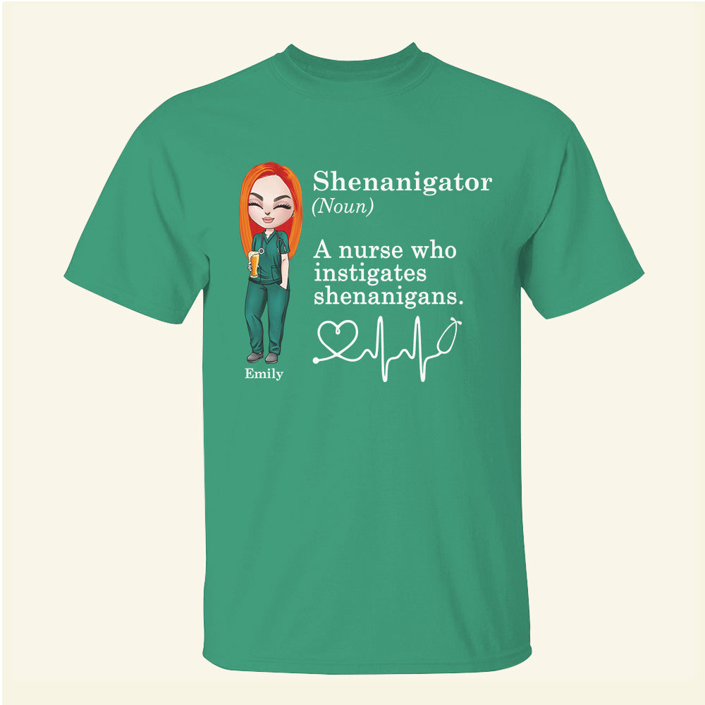 Nurse Patrick Shenanigator A Nurse Who Instigates Shenanigans - Personalized Shirt - Gift For Nurses - Shirts - GoDuckee