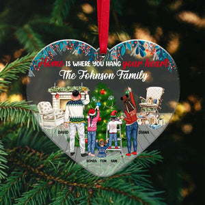 Home Is Where You Hang Your Heart, Personalized Acrylic Custom Shape Ornament Christmas Gift For Family - Ornament - GoDuckee