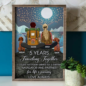 Personalized Hiking Couple With Dog Poster - I Could Not Have Asked For A Better Navigator And Partner - Poster & Canvas - GoDuckee
