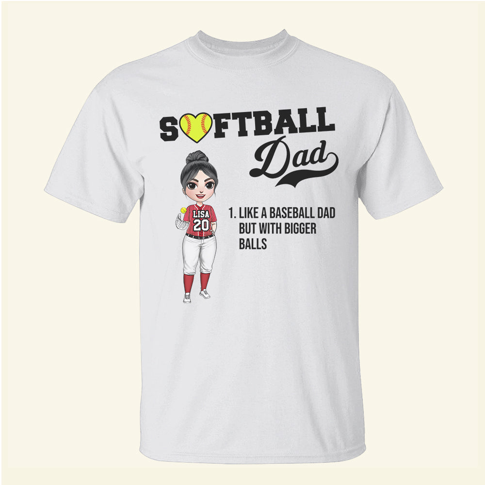 Father Day Softball Dad - Personalized Shirts - Gift For Dad - Female Softball Front View - Shirts - GoDuckee