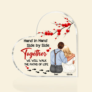 Together We'll Walk The Paths Of Life,Personalized Couple Heart Shaped Acrylic Plaque - Decorative Plaques - GoDuckee