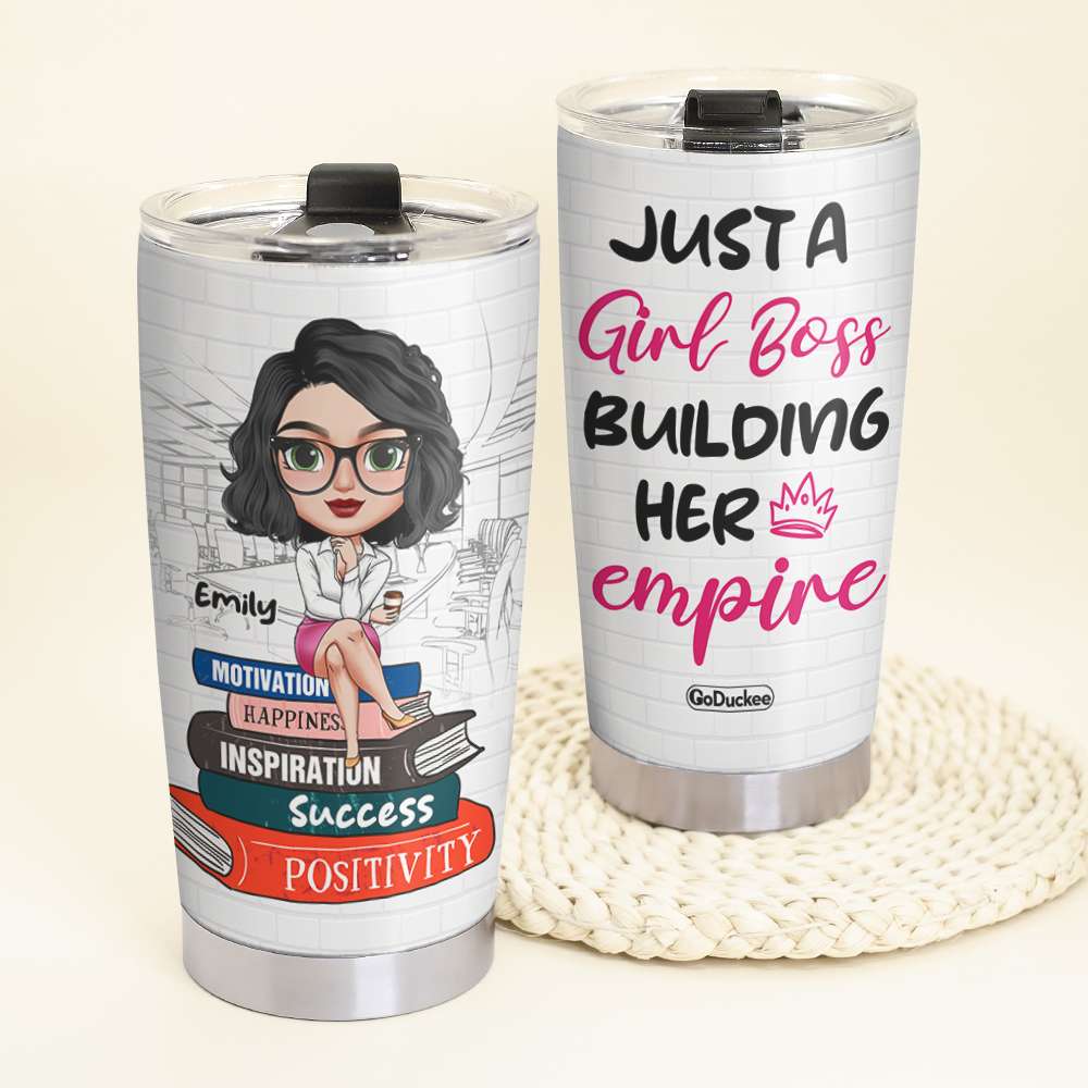 Just A Girl Boss Building Her Empire, Personalized Boss Tumbler, Gift for Girls - Tumbler Cup - GoDuckee