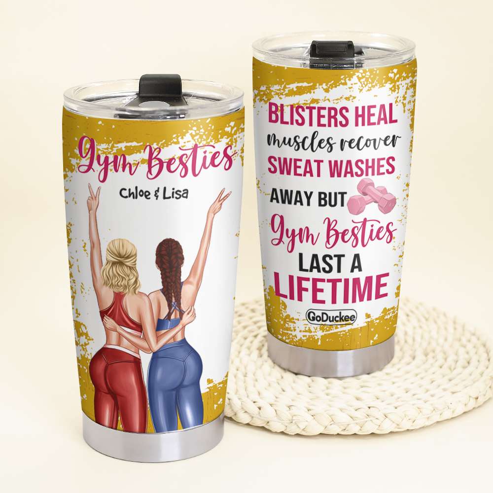 Personalized Gym Bestie Tumbler - Blister Heal Muscles Recover Last A Lifetime - Tumbler Cup - GoDuckee