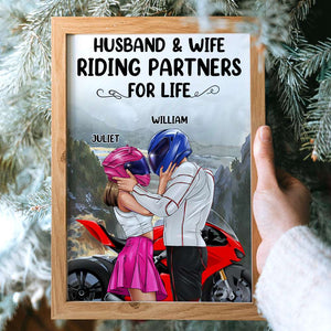 Husband And Wife Riding Partners For Life Personalized Canvas Print, Gift For Couple - Poster & Canvas - GoDuckee