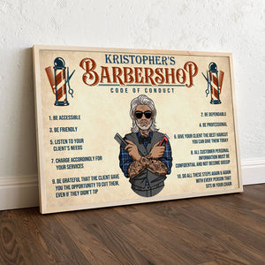 Personalized Tattooed Barber Poster - Barbershop 10 Code Of Conduct - Poster & Canvas - GoDuckee