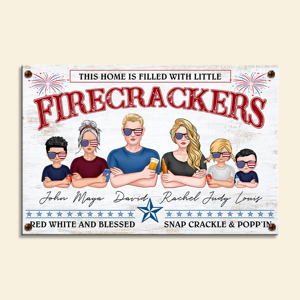 This Home Is Filled With Little Firecrackers - Personalized Metal Sign - Metal Wall Art - GoDuckee