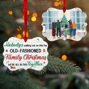 Family Christmas We're All This Together, Personalized Family Aluminium Medallion Ornament - Ornament - GoDuckee