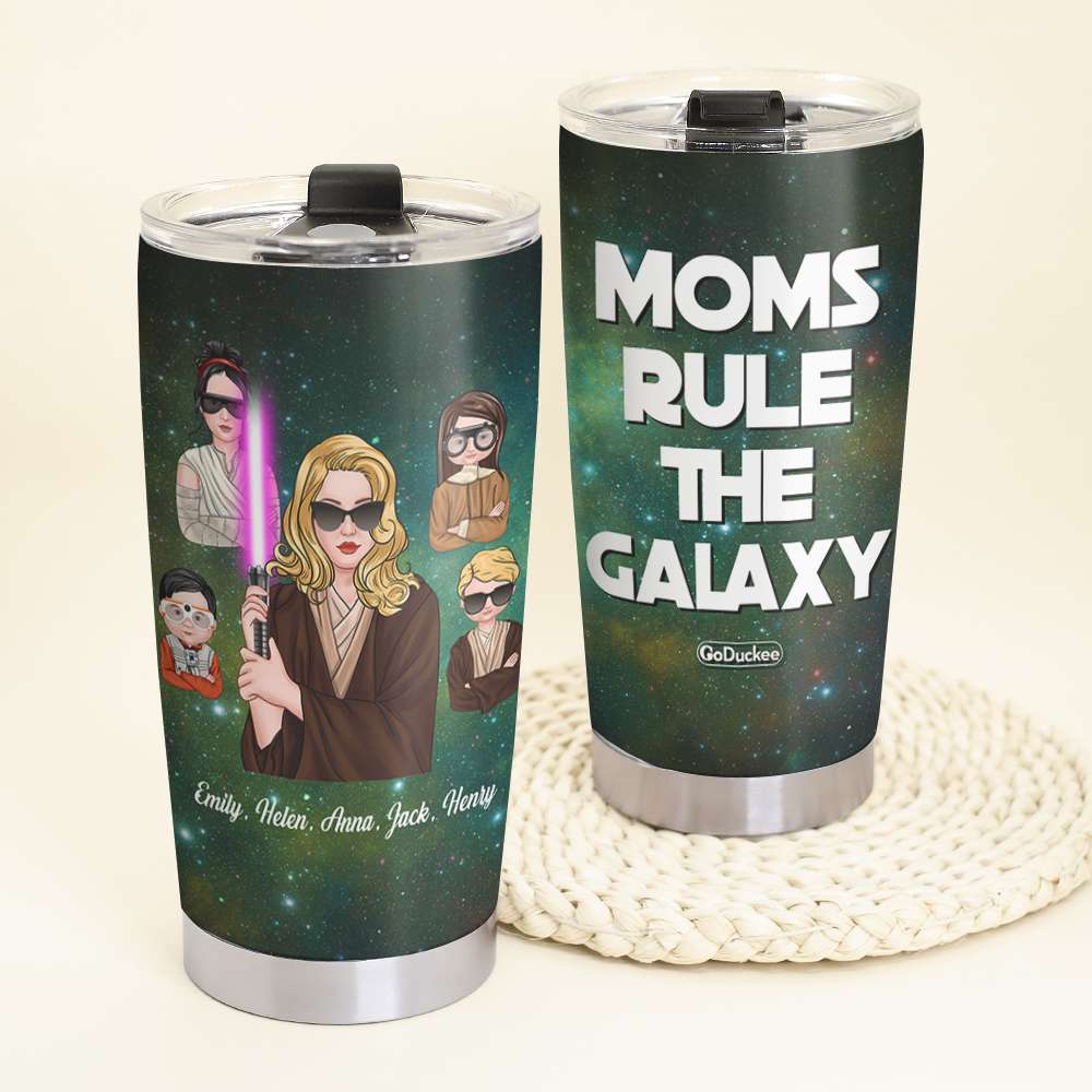 Mother's Day - Personalized S.W Mother & Kid Tumbler Cup - Moms Rule The Galaxy MOM2104 - Tumbler Cup - GoDuckee