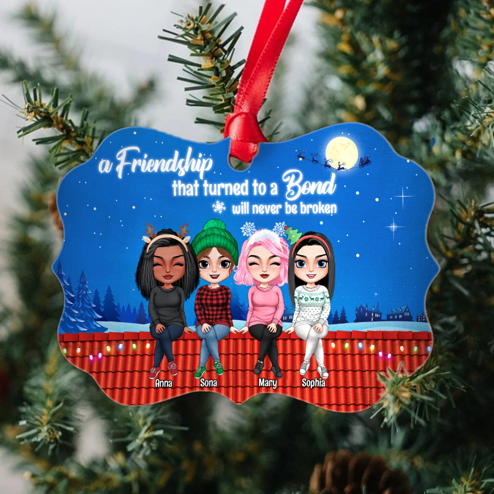 A Friendship That Turned To A Bond Will Never Be Broken Personalized Friends Ornament, Christmas Tree Decor - Ornament - GoDuckee