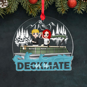 Deckmate For Life Acrylic Personalized Pontoon Couple Ornament, Christmas Tree Decor - Ornament - GoDuckee