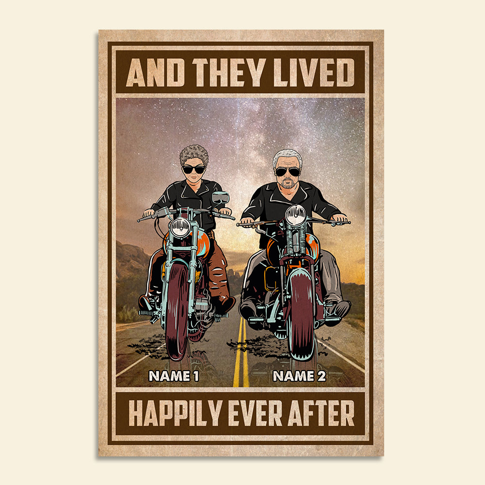 Personalized Biker Couple Poster - And They Lived Happily - Marriage Chapter - Poster & Canvas - GoDuckee