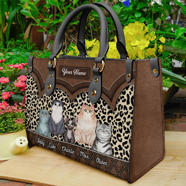 Personalized Cat Leather Bag, Gift For Cat Lovers - GoDuckee