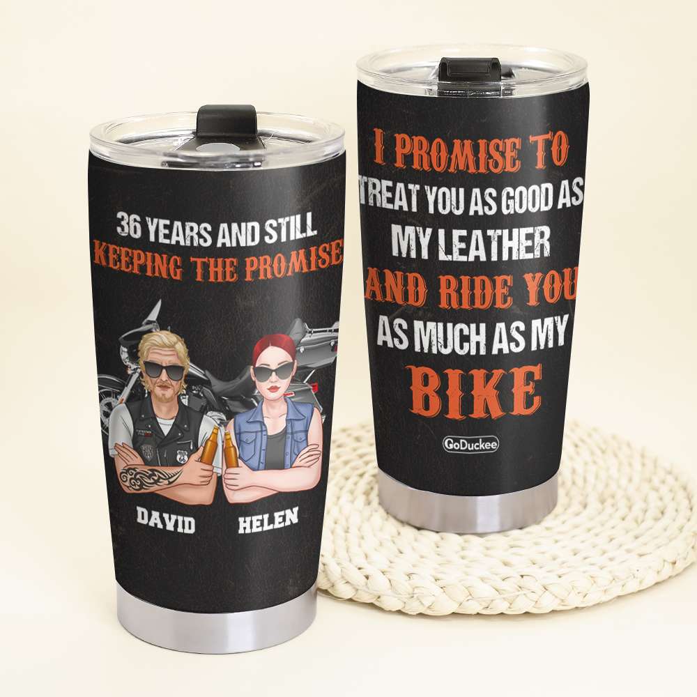 Personalized Biker Couple Tumbler Cup - Still Keeping The Promise - Tumbler Cup - GoDuckee