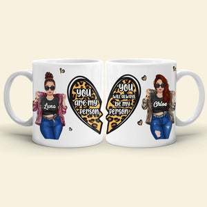Personalized Badass Women Coffee Mug - You Are My Person - Heart Shape & Leopard Pattern - Coffee Mug - GoDuckee