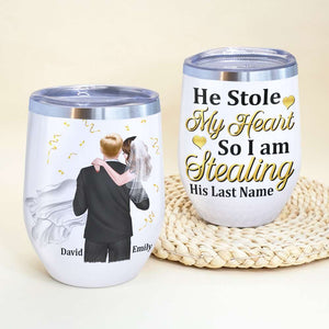 Personalized Newly Wedding Couple Coffee Mug, He Stole My Heart, Personalized Coffee Mug, Wedding Gift, Birthday Gift For Husband - Coffee Mug - GoDuckee